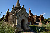 The cluster of red brick temples, named Khay-min-gha on the map on the North plain of Bagan. Myanmar. 